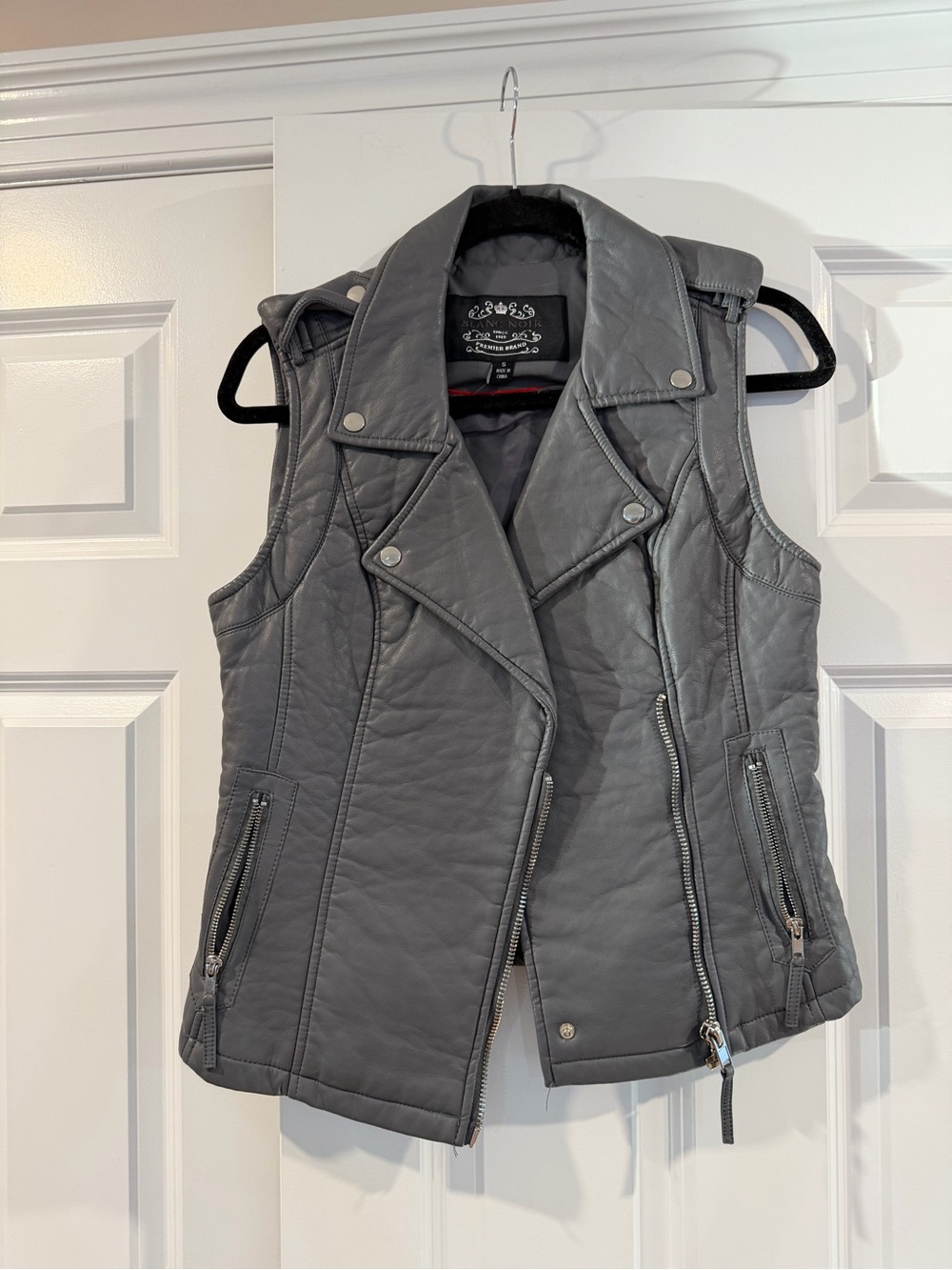 Velvet Heart Gray Faux Leather Moto Vest
